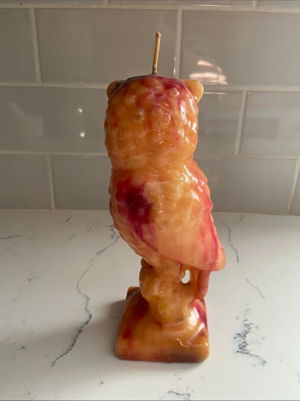 Vintage 1970s Large Figural Owl Wax Candle 9